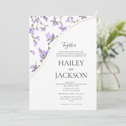 Elegante Blume Einladung (Stehend Vorderseite)