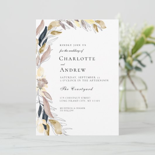 Elegante Blume Einladung (Stehend Vorderseite)