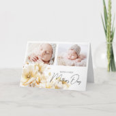 Elegante Blume Erster Muttertag 2 Fotos Karte (Vorderseite)