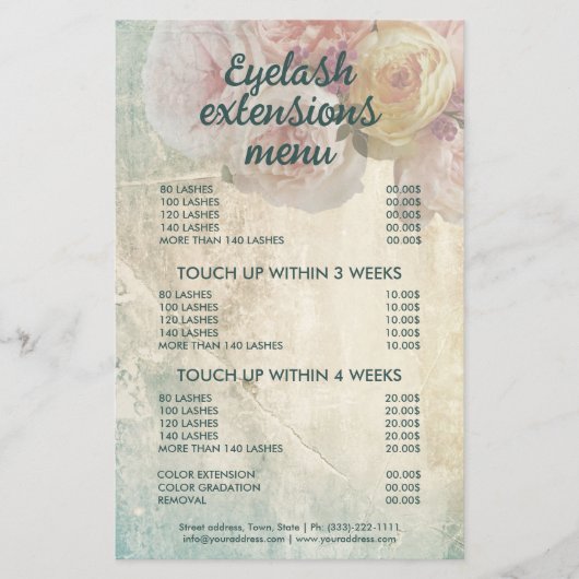 Elegante Blume Eyelash Menü Vintag Pink Peony (Vorne)