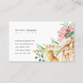 Elegante Blume Floral Wasserfarbe Einfache Monogra Visitenkarte (Rückseite)