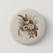 Elegante Blume Folien und Feathers Button (Vorderseite)