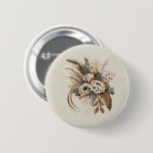 Elegante Blume Folien und Feathers Button (Vorne & Hinten)