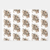 Elegante Blume Folien und Feathers Geschenkpapier Set (Vorderseite 2)