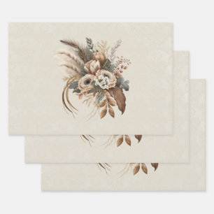Elegante Blume Folien und Feathers Geschenkpapier Set