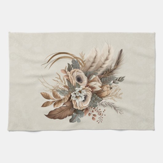 Elegante Blume Folien und Feathers Geschirrtuch (Horizontal)