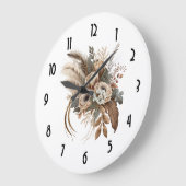 Elegante Blume Folien und Feathers Große Wanduhr (Winkel)