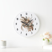 Elegante Blume Folien und Feathers Große Wanduhr (Zuhause)