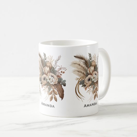 Elegante Blume Folien und Feathers Kaffeetasse (VorderseiteRechts)