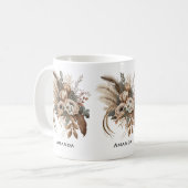 Elegante Blume Folien und Feathers Kaffeetasse (Vorderseite Links)