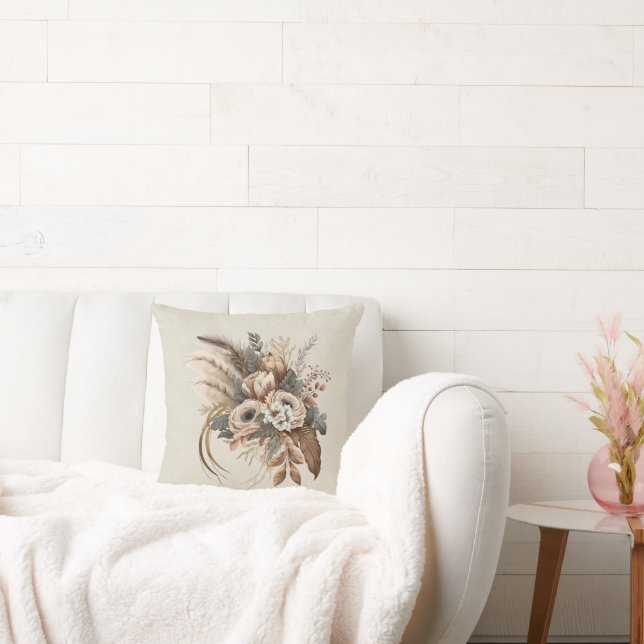 Elegante Blume Folien und Feathers Kissen (Liege)