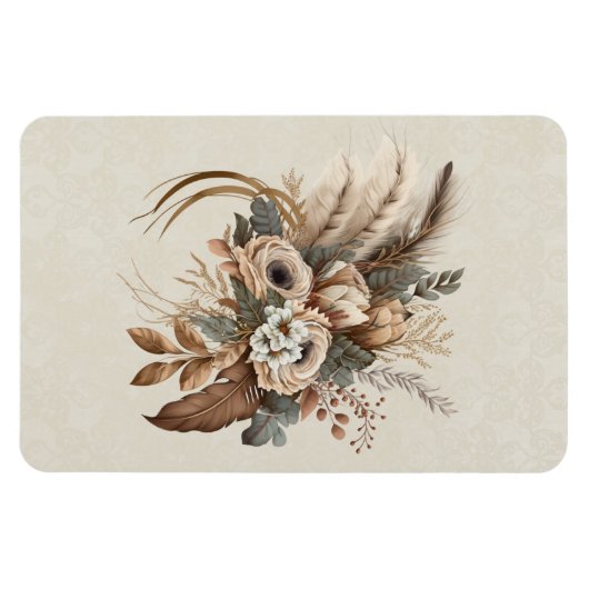 Elegante Blume Folien und Feathers Magnet (Horizontal)