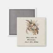 Elegante Blume Folien und Feathers Magnet (Vorderseite/Rückseite)