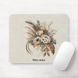 Elegante Blume Folien und Feathers Mousepad