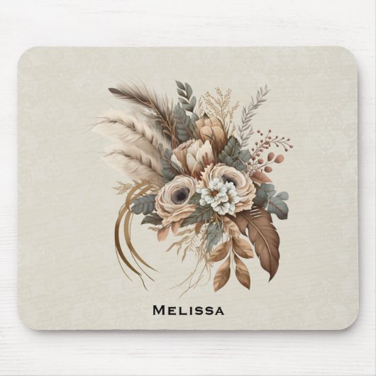 Elegante Blume Folien und Feathers Mousepad (Vorne)