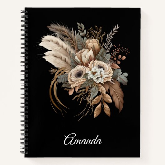 Elegante Blume Folien und Feathers Notizblock (Vorderseite)