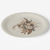 Elegante Blume Folien und Feathers Pappteller (Schrägansicht)