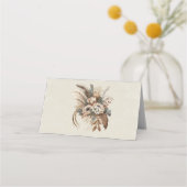 Elegante Blume Folien und Feathers Platzkarte (Vorderseite)