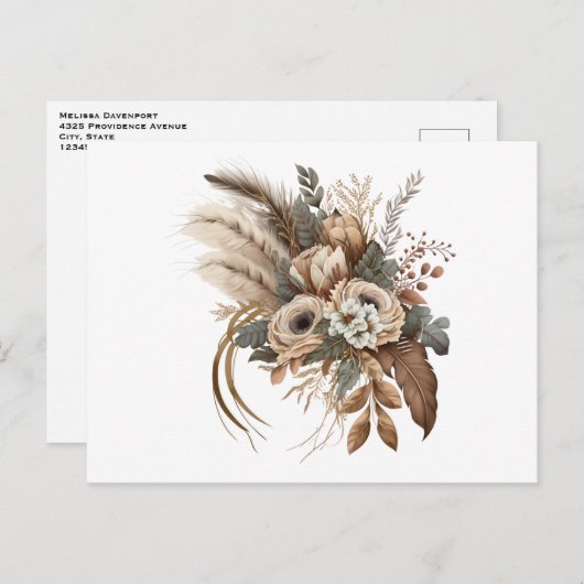 Elegante Blume Folien und Feathers Postkarte (Vorne/Hinten)