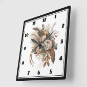 Elegante Blume Folien und Feathers Quadratische Wanduhr (Winkel)