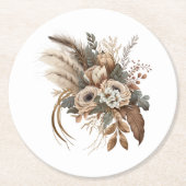 Elegante Blume Folien und Feathers Runder Pappuntersetzer (Vorderseite)