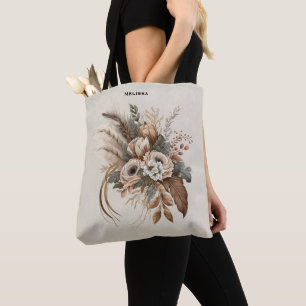 Elegante Blume Folien und Feathers Tasche