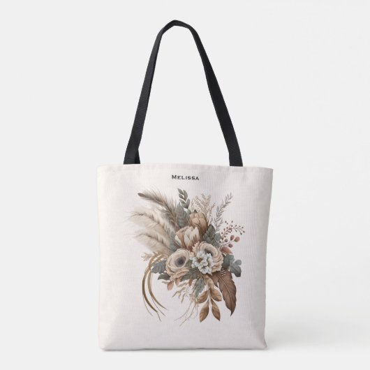 Elegante Blume Folien und Feathers Tasche (Rückseite)