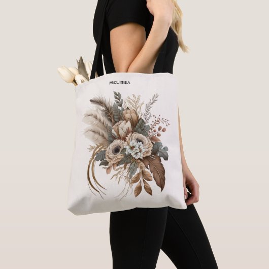 Elegante Blume Folien und Feathers Tasche (Von Nahem)