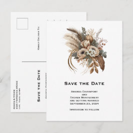 Elegante Blume, Folien und Federn Save the Date Einladungspostkarte