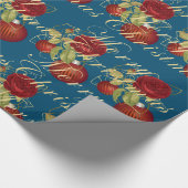 Elegante Blume Frohe Weihnachten Gold Glitzer blau Geschenkpapier (Ecke)