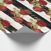 Elegante Blume Frohe Weihnachten Gold Glitzer Geschenkpapier (Ecke)