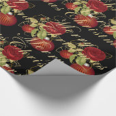 Elegante Blume Frohe Weihnachten Gold Glitzer schw Geschenkpapier (Ecke)