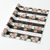 Elegante Blume Frohe Weihnachten Rose Gold Glitzer Geschenkpapier (Ungerollt)