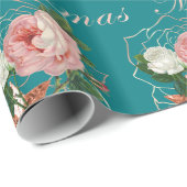 Elegante Blume Frohe Weihnachten Rose Gold Glitzer Geschenkpapier (Rolleneckpunkt)