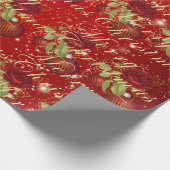 Elegante Blume Frohe Weihnachtsgold Glitzer rot Geschenkpapier (Ecke)