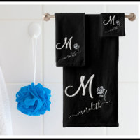 Elegante Blume für Schwarz-weiße Monogrammnamen
