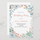 Elegante Blume Geburtstagsfeier Einladung (Vorne/Hinten)
