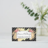 Elegante Blume / geklatschter Khalk / Gold Visitenkarte (Stehend Vorderseite)