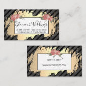 Elegante Blume / geklatschter Khalk / Gold Visitenkarte (Vorne/Hinten)