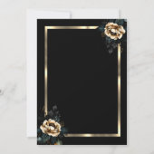 Elegante Blume Gold Frame Black 40. Geburtstag Einladung (Rückseite)
