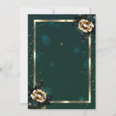 Elegante Blume Gold Frame Stars Green 30. Einladung (Rückseite)