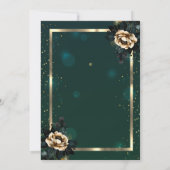 Elegante Blume Gold Frame Stars Green 75. Einladung (Rückseite)