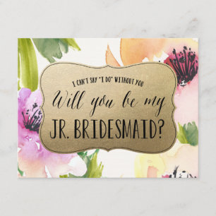 Elegante Blume Gold Junior Bridesmaid Einladung
