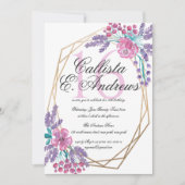 Elegante Blume Gold Terrarium Wasserfarbe Süß 16 Einladung (Vorderseite)