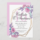 Elegante Blume Gold Terrarium Wasserfarbe Süß 16 Einladung (Vorne/Hinten)