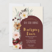 Elegante Blume Gott Dank Erntedank Dinner Einladung (Vorderseite)