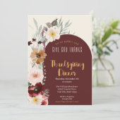 Elegante Blume Gott Dank Erntedank Dinner Einladung (Stehend Vorderseite)