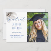 Elegante Blume Grad Foto Ankündigung Blue (Vorderseite)