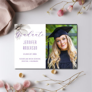 Elegante Blume Grad Foto Ankündigung Lila