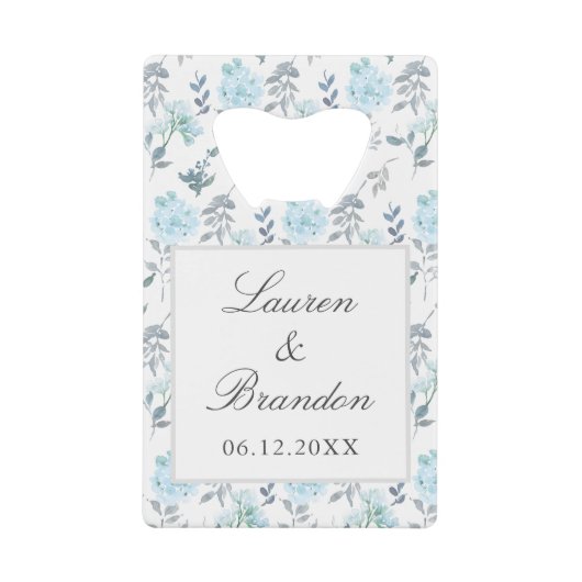 Elegante Blume Gray Blue Wedding Vielen Dank Geldbeutel Flaschenöffner (Vorderseite)